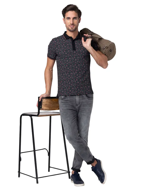 Being Human Regular Fit Men Polo Neck T-Shirts-Black